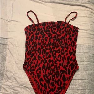 NWT Red Leopard Print Bodysuit